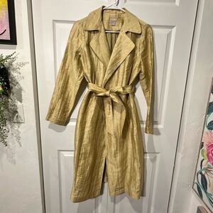 Chico's Shimmering Sand Lightweight Linen Blend Trench Coat Size 0 New